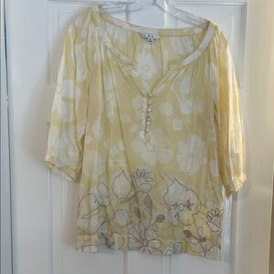 CAbi Yellow Floral Blouse